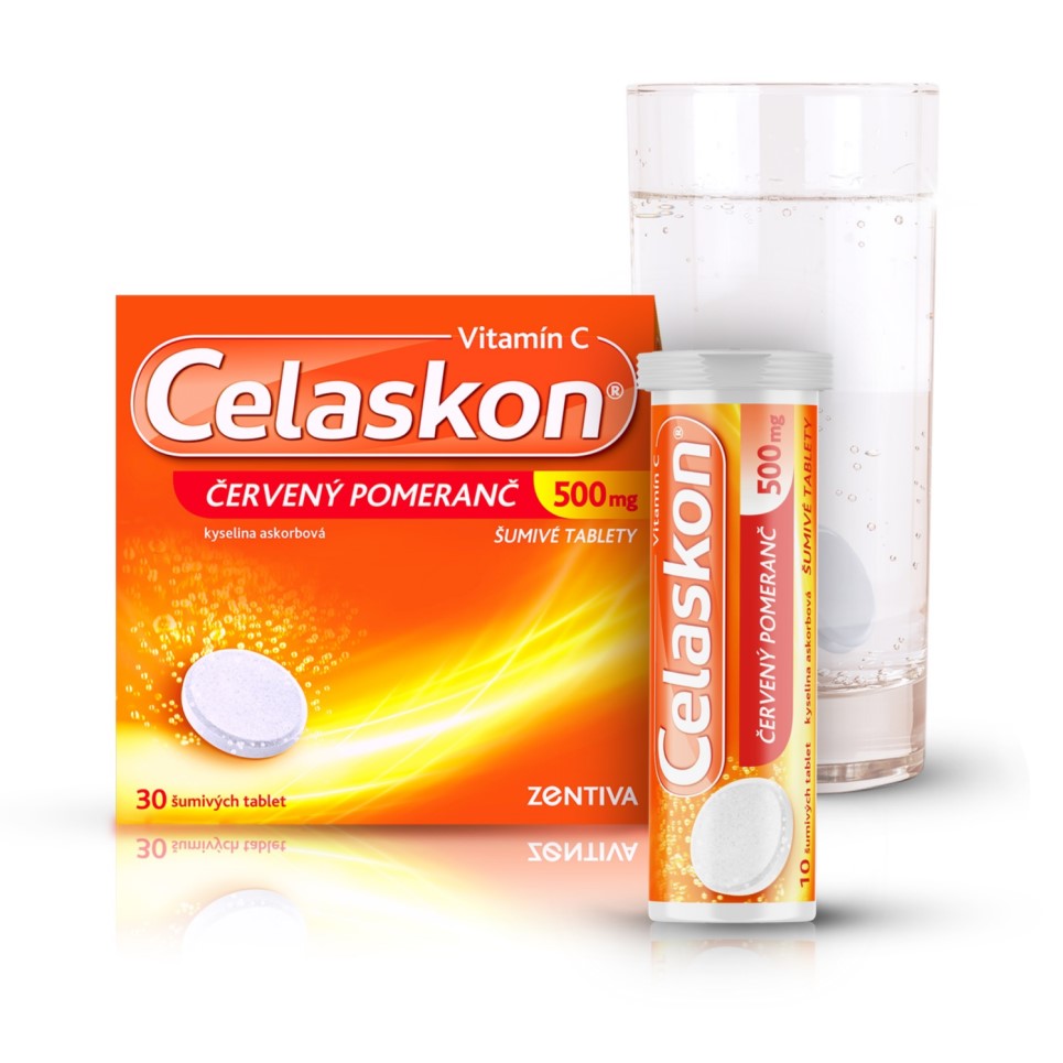 Celaskon červený pomeranč 500 mg 30 šumivých tablet