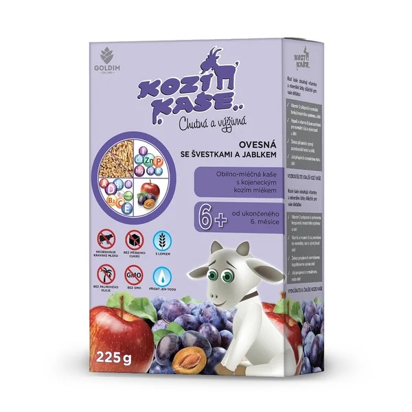 Kozí kaše Ovesná se švestkami a jablkem 6m+ 225g