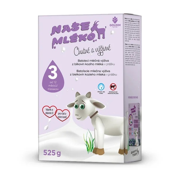 Naše mléko 3 batolecí mléčná výživa z bílkovin kozího mléka od 12 měsíců 525g