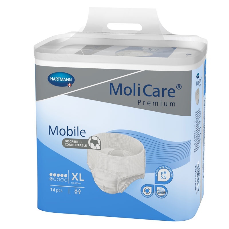 Navlékací kalhotky Molicare Mobile 6 kapek XL boky 130-170cm 2140ml 14ks