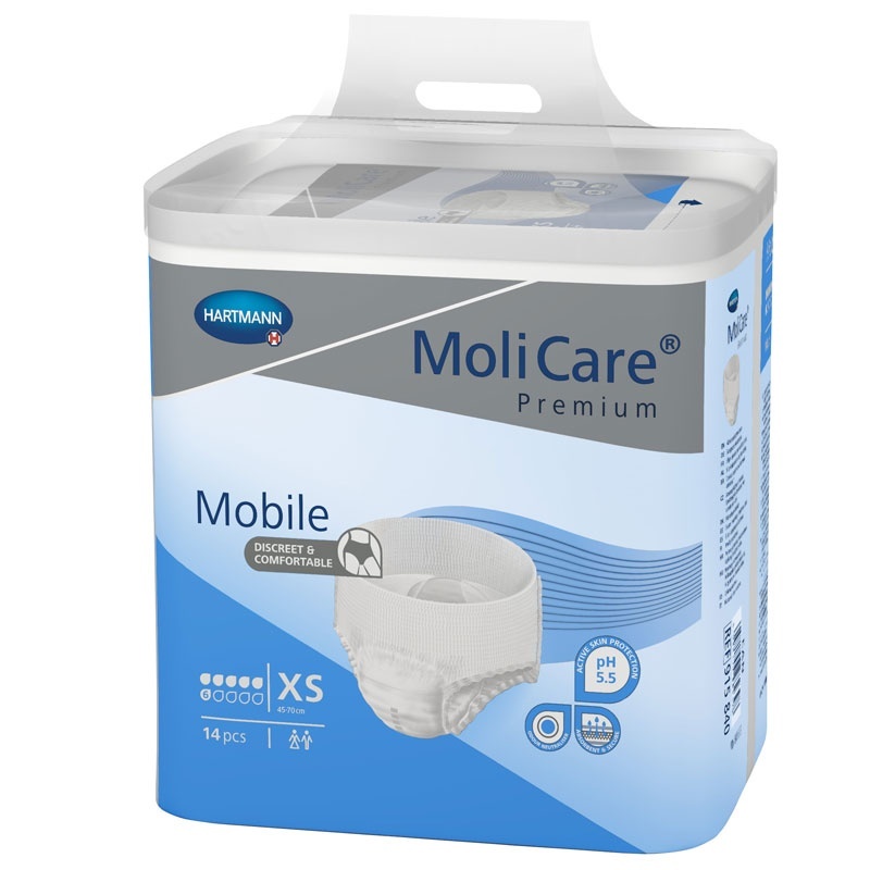 Molicare Mobile navlékací kalhotky 6 kapek XS boky 45-70cm 1361ml 14ks