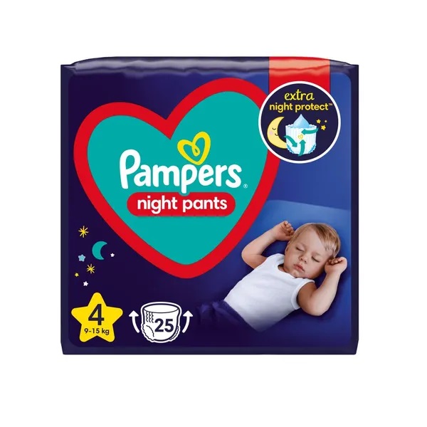 Pampers Night Pants velikost 4 plenkové kalhotky 9-15 kg 25 kusů