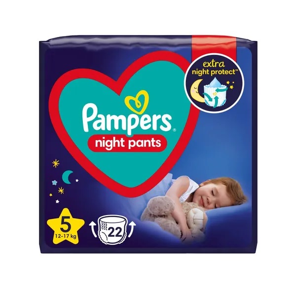 Pampers Night Pants velikost 5 plenkové kalhotky 12-17 kg 22 kusů