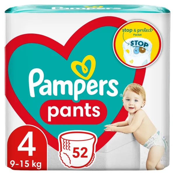 Pampers Pants velikost 4 plenkové kalhotky 9-15kg 52ks