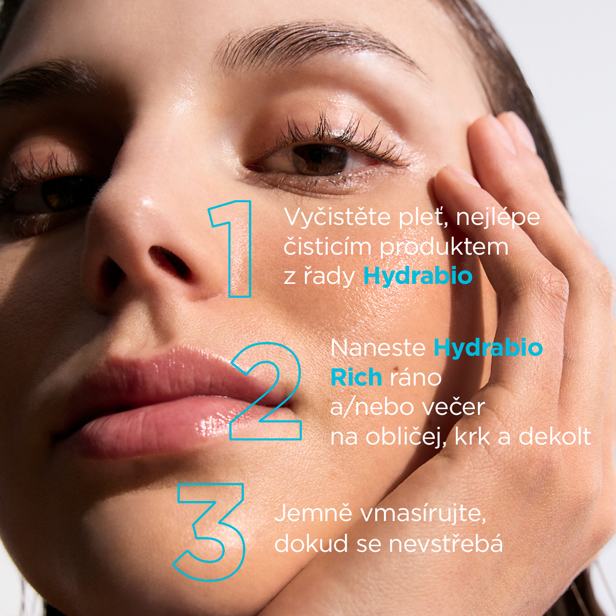 Použití BIODERMA Hydrabio Riche krému na obličej krk a dekolt