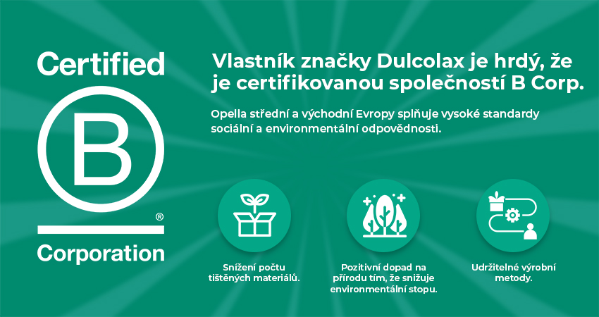B Corp banner značky Dulcolax