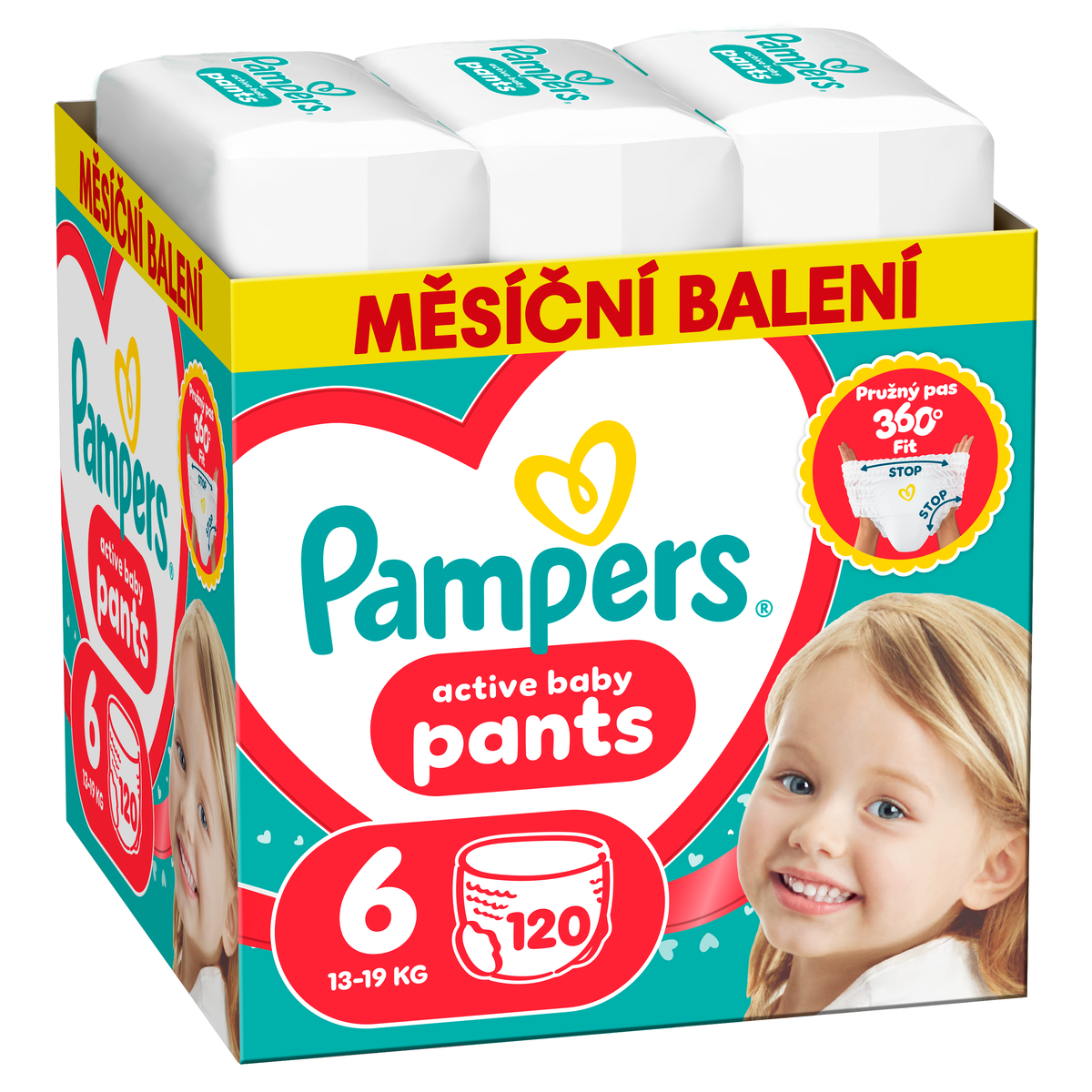 Pampers Active Baby Pants 6 plenkové kalhoty 13-19 kg 120 kusů