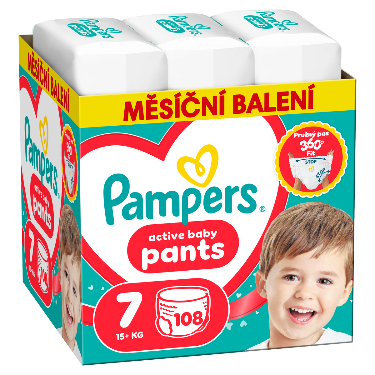 Pampers Active Baby Pants 7 plenkové kalhoty 15 kg+ 108 kusů